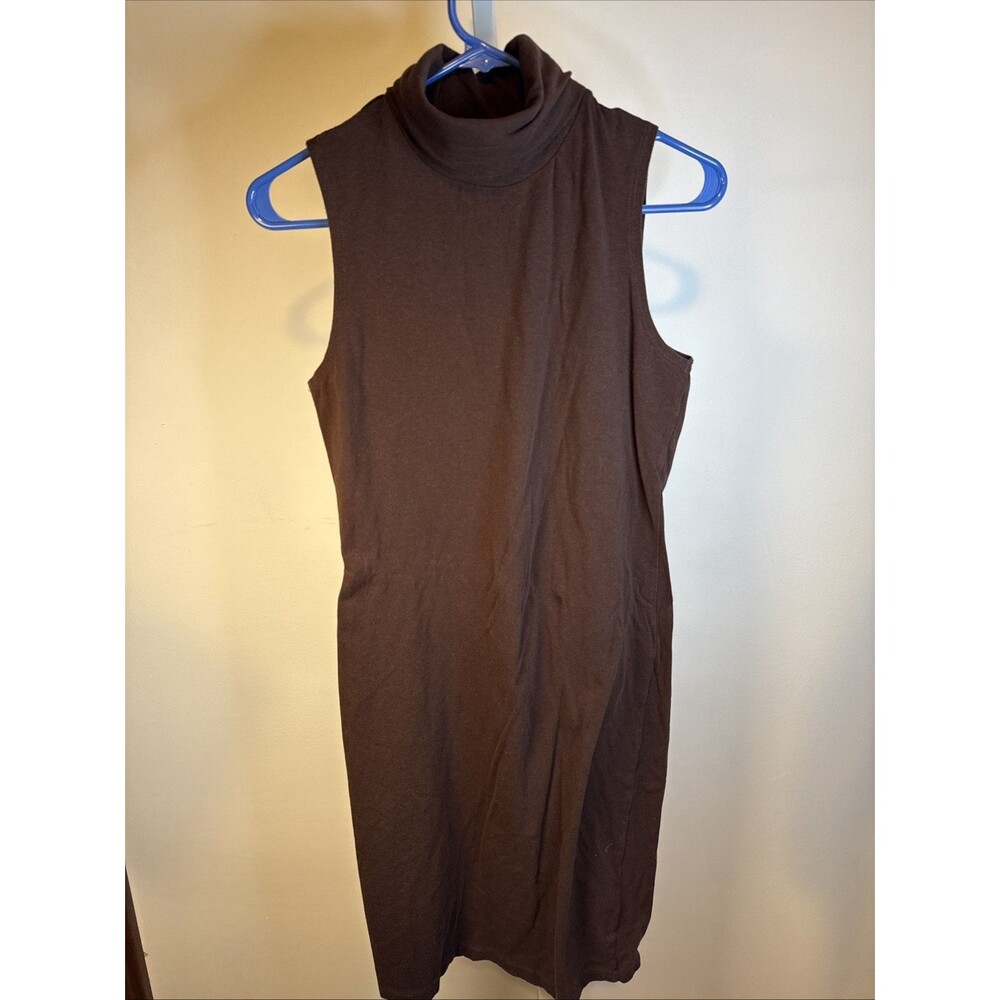 VENUS Brown Sleeveless Turtleneck Dress Bodycon Sz Medium Cotton Blend